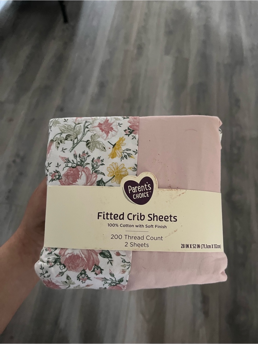 🍃Parent's Choice Pink Floral Fitted Crib Sheets - 2-Pack